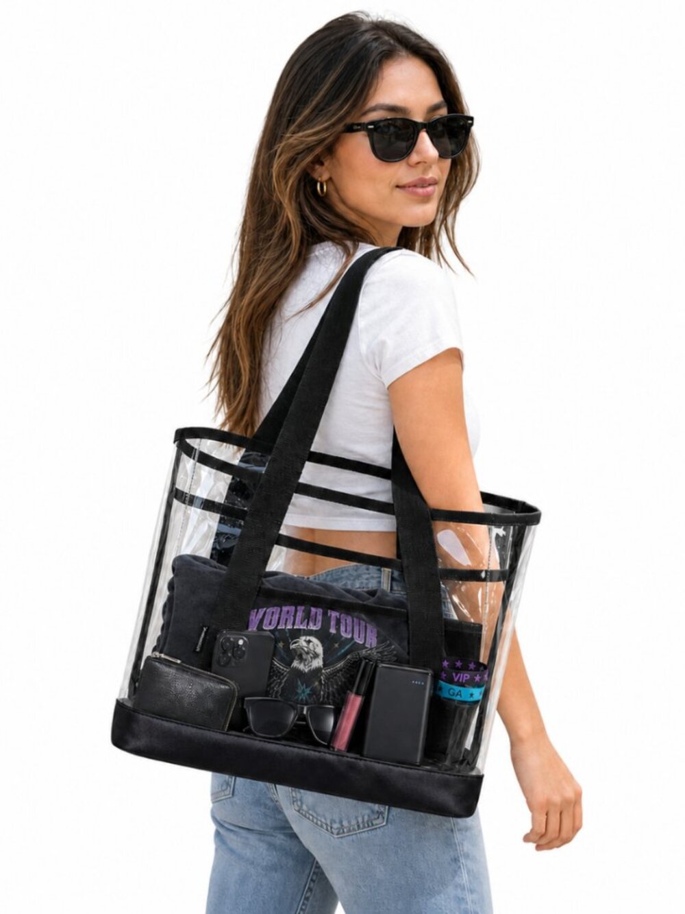 Transparent Black Tote Bag